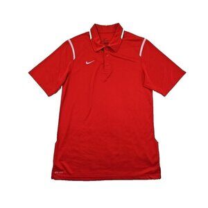 Nike Dri-Fit Athletic Shirt Polo Tennis Golf Men's M Medium Nike Red & White EUC